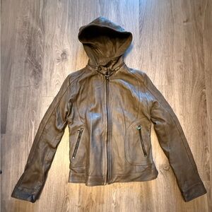 Custom Women’s Leather Jacket in Olive-Grey-Taupe